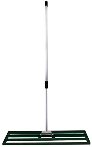 Livellatrice 100cmx32cm Rastrello Livellatore Leggero Acciaio Zincato Alluminio Verde 1,2-1,9m Manico Estensibile Facile Impugnatura Attrezzo Giardino Erba Terreno Tappeto Erboso Artificiale Concime