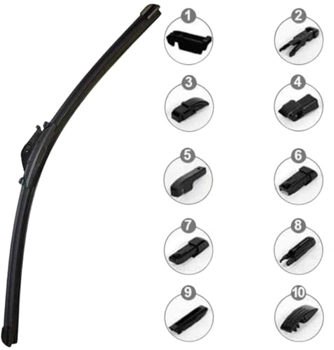 AUTOZOCO Escobilla limpiaparabrisas multi adaptador, Escobilla coche, limpiaparabrisas delantero, compatible con la mayoría de vehículos, Fácil instalación, Incluye 10 adaptadores, Longitud 65 cm
