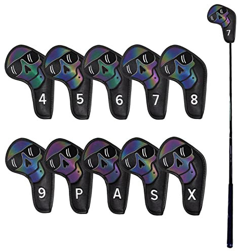 JPSDOWS Putter - Couvre-Chef Skull Mallet Club avec Plaque d'immatriculation,Couvre-Chefs Golf, maillet Putter, Couvre-Chefs pour Clubs Golf protège Les Clubs