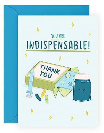 Central 23 Biglietto di auguri di ringraziamento per infermiere e dottore, con scritta in lingua inglese You Are Indispensable, regalo di apprezzamento per amici, ospedale e personale ospedaliero,