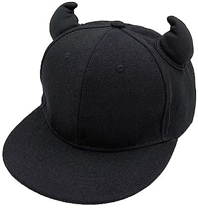 mayDONG - Cappello da baseball per Halloween, con corno del diavolo, per adulti, regolabile, per l'estate, all'aperto, ciclismo, escursionismo, per ragazzi e uomini, nero, Nero