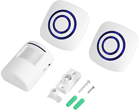 Campanello con Sensore di Movimento Wireless, Campanello Per Porta D'ingresso, Rilevatore di Movimento Ad Anello, Allarme di Movimento con Sensore a Infrarossi con Trasmettitore E Ricevitore(一拖二 欧规)