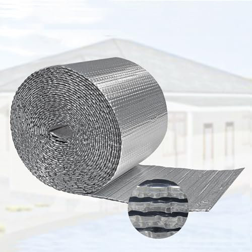 Rollo Aislante Termico Reflexivo Autoadhesivo Lámina Aislante Doble Cara para Frío y Calor Aislamiento Radiadores para Paredes Techo Suelo Furgonetas Buhardillas Garaje(Size:1x10m)