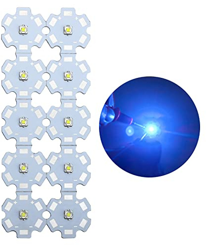 LED-Chip-Glühbirne, 3V 3W blaue Hochleistungs-LED-Perlen, Pixel, blaues Licht, kleine Lampon, Aluminium-Kühlkörper, Leiterplatte, Glühbirne für Pin-Spot-Licht-Flutlicht (10 Stück)