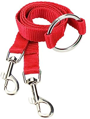 BESPORTBLE Doppelleine Für Hunde Aus Nylon Hund Führleine Mit Stabilen Clips Für Kleine Haustiere Rot Robust Und Verhedderungsfrei