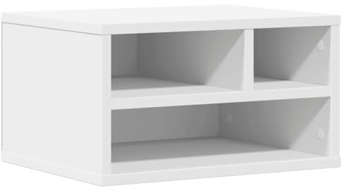 vidaXL Druckerständer, Druckertisch mit Stauraum, Druckerregal für Büro Arbeitszimmer, Druckerhalter Beistelltisch, Weiß Holzwerkstoff