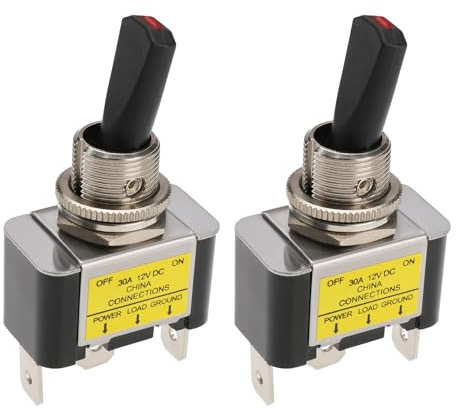 VGOL 2 Pièces 12V 30A 3 Broches Interrupteur à Bascule avec Pointe LED Rouge Lumière de Tableau de Bord de Voiture pour Automobile Voiture Camion Véhicule Automatisation Électronique