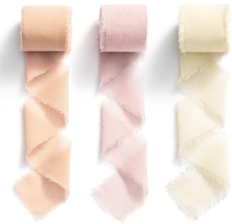 Chiffonband Schleifenband Hochzeit Geschenkband Breit 3,8 cm x 23 m (Apricot, Altrosa, Elfenbein, 3,8 cm x 6,4 m)