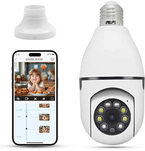 Xuzimaoyi Caméra de sécurité, Caméra 2.4G Hz pour la sécurité à Domicile avec lumière ponctuelle, panoramique à 355 degrés