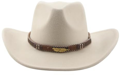 FULUJIDI Fedora Trilby Filzhut Hut Hüte Für Frauen Filz Mann Hut Panama Western Cowboy Band Casual Vintage Breite Brim Cowboy Hut 56-58Cm 1Beige