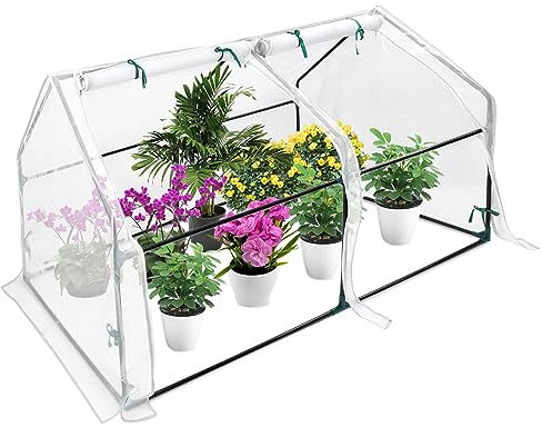 FIVMEN Gewächshaus Foliengewächshaus 180x90x90cm Gartengewächshäuser mit Tür Treibhaus Tomatengewächshaus Tomatenhaus für Garten Balkon, Weiß