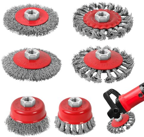 Yokuni 6 Stück Drahtbürste Winkelschleifer, Winkelschleifer Zubehör, Stahlbürste Durchmesser 75mm und 100mm, für M14 Modelle, Drahtbürste Flex für Bohrmaschine Polier, Schleifen, Wire brush