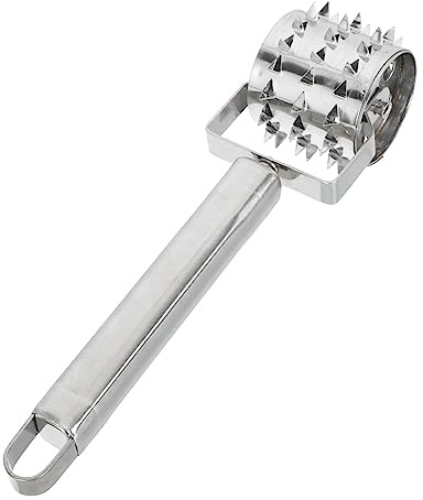 CIYODO Edelstahl Fleischklopfer Roller Fleischzartmacher Küchenhelfer für Steak und Geflügel mit Schutzgriff für Haushalt