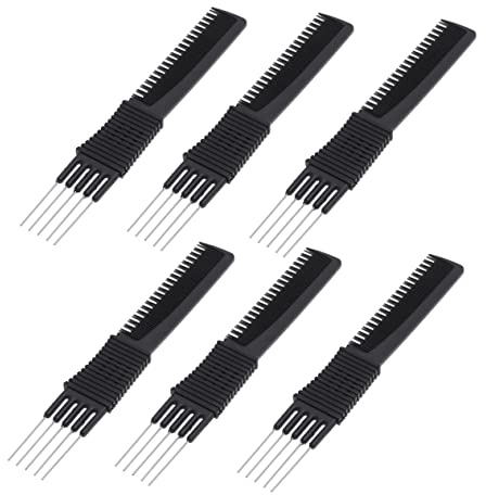 Healeved Peine Cabello Multifunción 6 Piezas Tamaño Mediano Púa De Acero Ergonómico Para Cabello Natural y Grueso Uso Profesional y Doméstico