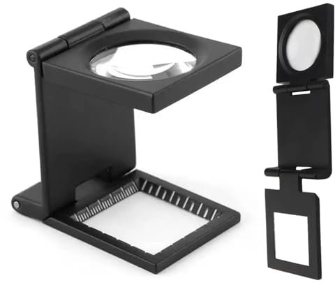 Mini Klapplupe, Fadenzähler, Klappbare Lupe, Mini dreiaufklappbaren 10X Bildschirmlupe, Zink Legierung Lupe, 10X Bildschirmlupe mit Maßstab, fadenzähler Metall für Löten, Nähen, Lesen, Textile