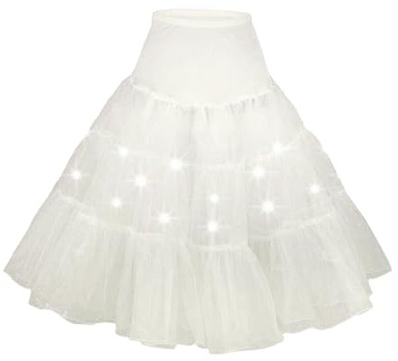Tüllrock Damen Lang Grosse Grössen Tanzkleid Dehnbaren Midirock 70cm Erwachsene Tütü Rock Ballettrock Party Fasching Karneval Kostüm 1950er Rockabilly Petticoat Reifrock Unterrock Ballett Tanzen Dress
