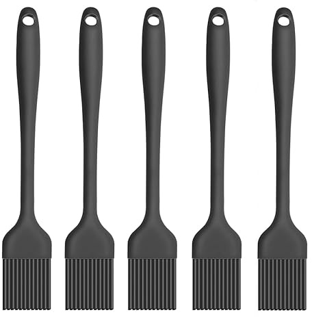 HhBdy Pastry Brushes Silicone,5Pcs Black Basting Brush Silicone Pastry Brush Pastry Brushes for Baking Oil Brush Heat Resistant Mini Food Safe Brushes,Kitchen Cooking Tools 8.3inch