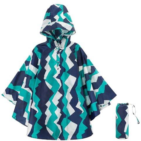 KAKU NANU Poncho Pluie Enfant Imperméable Cape Pluie Cahouet Fille Garçon Bleu 3 4 5 Ans