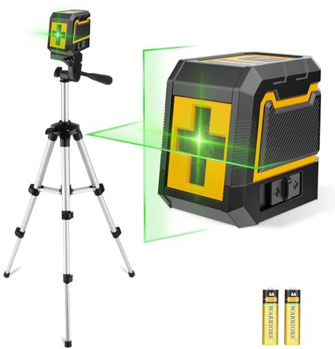 Kreuzlinienlaser mit Stativ,ASOBRIS Laser-Wasserwaage Selbstnivellierend Linienlaser Grün, Vertikale und Horizontale Laser Level für Baustellen und Heimwerkerprojekt Batterie Enthalten (Grün)