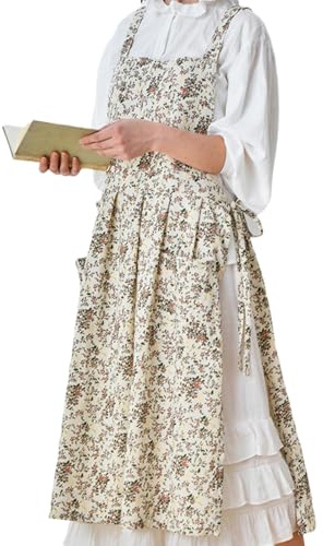 Delantales para cocinar, delantales para mujeres para cocinar,Chef floral Vintage Pinavefore | Chef de algodón impermeable Parrafore, Trabajo de hornear delantales ajustables para barbacoa/parrilla