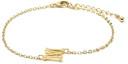 LUXENTER Personalisierbares Armband mit 18-Karat-Gold-Finish, Buchstabe M, goldfarben, Damenschmuck, Modell Alphabet