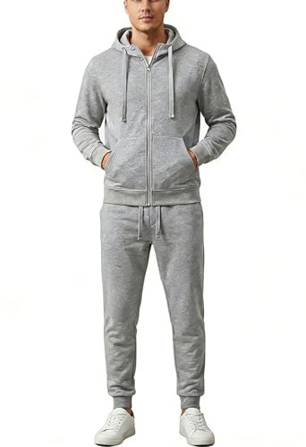 W JIANWANG Trainingsanzug Herren Hoodie Baumwolle Jogginganzug Herren Athletisch Komfortabel Tracksuit ATM-121-M