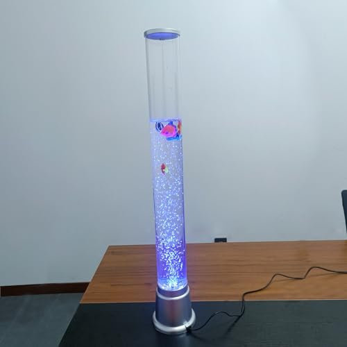 Dotauge Lámpara de Lava con Forma de pez Burbuja de 76 cm, luz Nocturna LED con Base Estable, cambiante, Ideal for Acuario, for niños, Adultos, TDAH y Autismo.