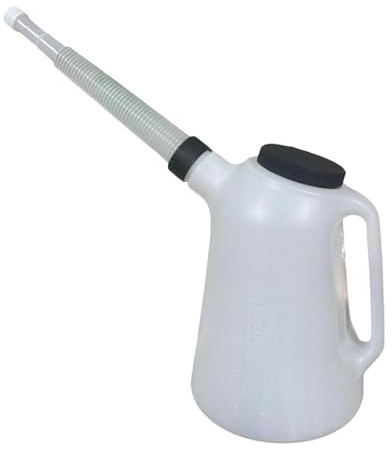 Folpus Jarra medidora de aceite, contenedor resistente, universal, a prueba de fugas, dispensador de aceite versátil con tapa para motocicletas, garajes y, 5l
