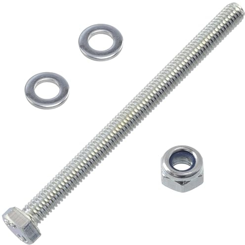 AERZETIX - Set di 25 bulloni a testa esagonale M6x80 mm + 50 rondelle + 25 dadi esagonali autobloccanti M6 per montaggio fai-da-te e fissaggio leggero | acciaio