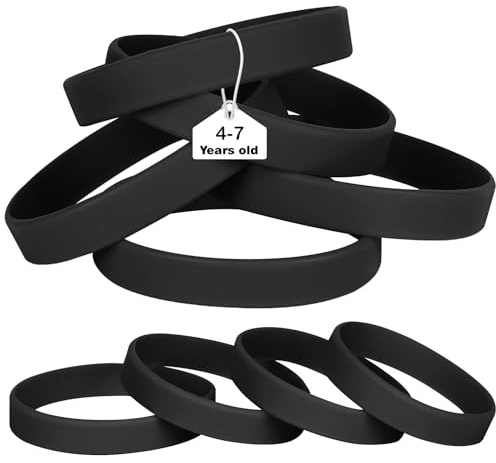 LVNRIDS Black Silicone Elastic Wristbands Rubber Bracelets 25 Pcs for Kid, 16 cm Length Coloured Wrist Bands Silicone for Business School Activity Party Events Music Festival
