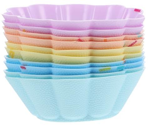 SEWACC Set da 10 Pirottini in Silicone per Muffin e Cupcake Riutilizzabili Antiaderenti e Resistenti Adatti per Forno Microonde e Lavastoviglie in Colori Assortiti per Dolci Fatti in