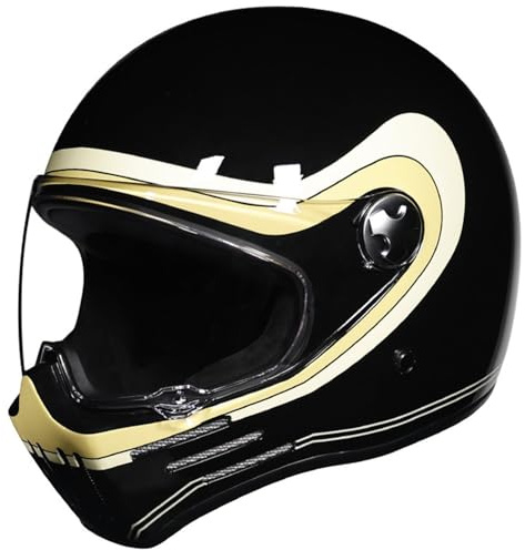 Casco Integrale Per Moto Vintage ECEDOT Omologato Casco Crash Moto per Uomini Adulti Donne Caschi Integrali da Motocross Retrò Per Racing Scooter Chopper Touring M,L=59~60CM