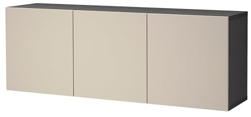 ProTuning BESTÅ Wandschrankkombination, Schwarz-Braun/Lappviken Hellgrau-Beige, 180x42x64cm