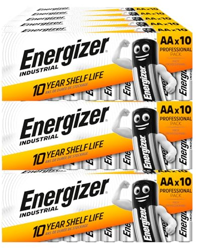 150 Pile AA Stilo Energizer Industrial LR6 1,5V Batterie Alcaline Professionali ad Alte Prestazioni e Lunga Durata Mantengono la Carica 10 Anni per Uso Industriale - 15 Confezioni da 10 Batterie