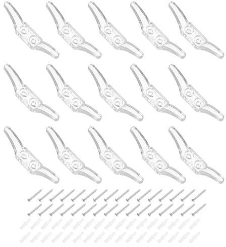 QUARKZMAN 16Pcs 65x12mm Grapas para Cuerda De Persianas Portacuerdas De Seguridad para Persianas De Plástico Ganchos para Cuerda De Ventana con Tornillos, Transparentes