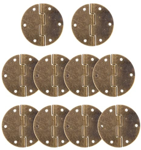 HEALSOPTHY Lot de 10 Charnières Anciennes pour Armoires, Charnières de Porte de Meuble en Métal Pliantes, Grandes Tailles en Bronze Vert Antique, pour Meubles Vintage, Placards et