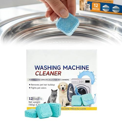 Comprimés nettoyants pour machine à laver, comprimés de nettoyage en profondeur pour poils d'animaux et odeurs, nettoyant pour moisissures et résidus pour laveuse à chargement frontal HE (1pcs)