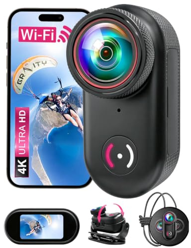 Zorvita BodyCam Mini Action Cam, Fotocamera per il corpo con Fissaggio Magnetico Wi-Fi, Display da 1,47 pollici, Clip Girevole a 360°, Grandangolo di 150°, IP65 impermeabile POV, fotocamera per | con Fissaggio Magnetico Wi-Fi, Display da 1,47 pollici, Clip Girevole a 360°, Grandangolo di 150° per Vlogging Motorcycle