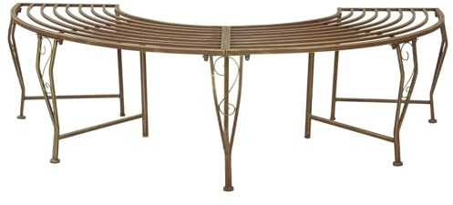 LoogCape Banc d'arbre pour 4 personnes - 160 x 80 x 44 cm - En acier - Marron vieilli mat - Résistant aux intempéries - Siège autour des troncs d'arbres - Convient sans dossier