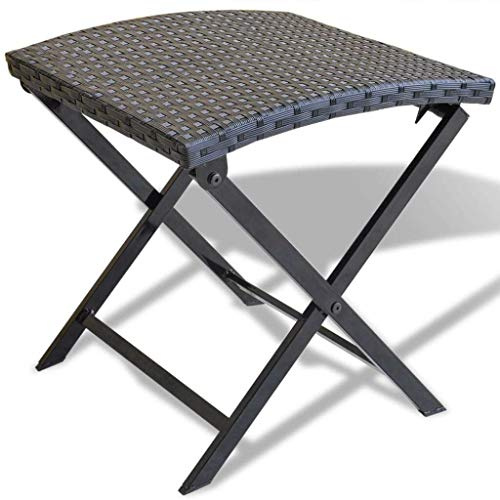vidaXL Klapphocker für den Außenbereich, Garten, Hof, Fußstützen, Hausmöbel, zusammenklappbar, tragbar, Campingstuhl, Sitzgelegenheit, Polyrattan, Schwarz