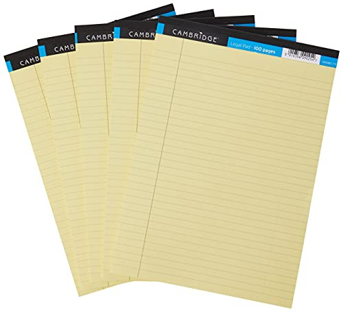 Cambridge 400115984 A4 liniert Legal Pad mit Rand – Gelb (5 Stück)