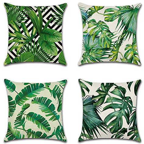 JOTOM Dekorative Kissenbezug Atmungsaktiv Kissenhülle Bunte Dekokissen Sofakissen Bezug Auto Home Bed Büro Cafe Garten Outdoor 45 x 45 cm 4er Set