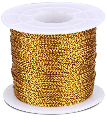 jijAcraft Gold Schnur Metallisch Kordel Metallic Cord 1mm*100M für Basteln, Geschenkverpackung, Weihnachts Dekoration (Gold)