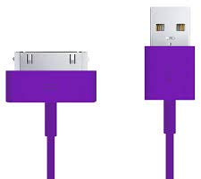 USB-Datenkabel / Ladekabel für Apple iPhone 4 / 4S / 3G / 3GS / Apple iPad 1. / 2. / 3. / Generation / iPod 5. / 4. / 5. / 6. Generation, 1 m, Violett
