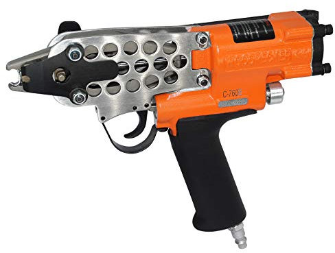 Woodpecker C-760B 16 Gauge Pneumatic C Ring Staple Gun 1/2-Inch Crown Air Power Hog Ring Stapler Gun 3.0-4.8mm Closure Diameter Hog Ring Plier C Ring Tool for Fencing, Cages, Mattress, Car Seat