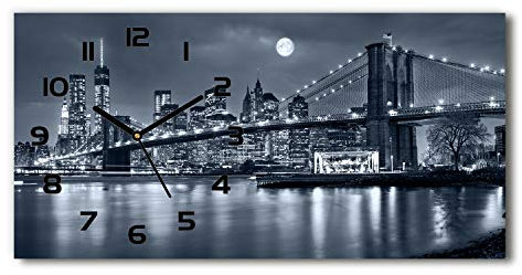 Tulup Wanduhr aus Glas 60x30 cm Glas Uhr Bild Glasuhr Gehärtetes Glas Küchenuhren - Schwarze Zeiger - Manhattan New York