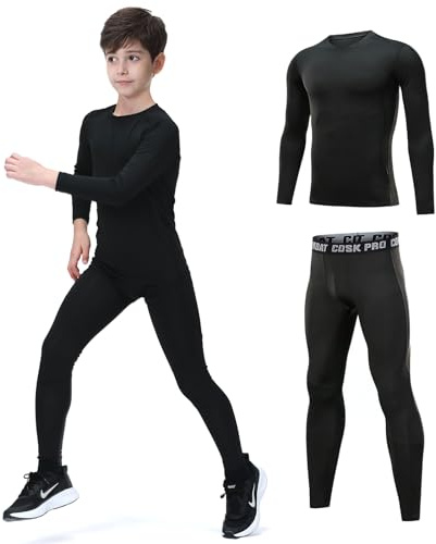 Leeboom sous-vêtement Thermique pour Enfants Fonctionnel De sous-vêtement Thermiques Ensemble pour Ski Et Football pour Garçon Et Fille Séche Rapide Enfants sous-vêtements Thermiques Set Unisexe