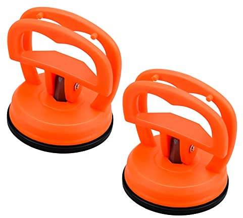 Sidereum 2 Stück Saugheber 5.7 cm Auto Dellen Saugnapf Dent Abzieher Mini Gummisauger Glassauger Saugheber für Computer-Bildschirmen Auto Body Dent Abzieher Ausbau Werkzeug（Orange）
