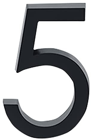 Zayookey 6cm Numero di Casa Moderna Numero Civico di Cassetta Postale di Autoadesivo Porta Numeri Nero Opaco 3D Address House Numbers (Door Number 5)