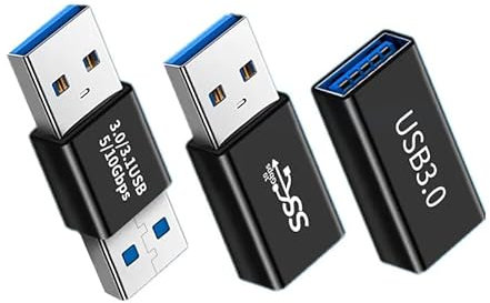 Herfair USB to USB Adaptor,USB 3.0 Adapter Coupler(3-Pack) Male to Female Converter,USB 3.1 Male to Male Extender Female to Female,10Gbps USB Connectors Kit